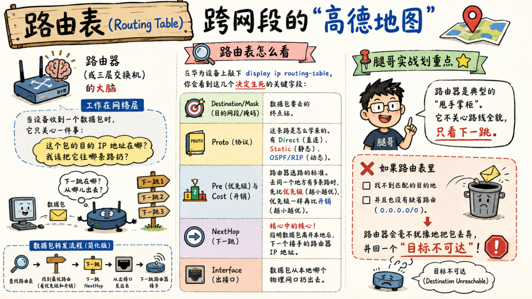 跨网段路由表示例